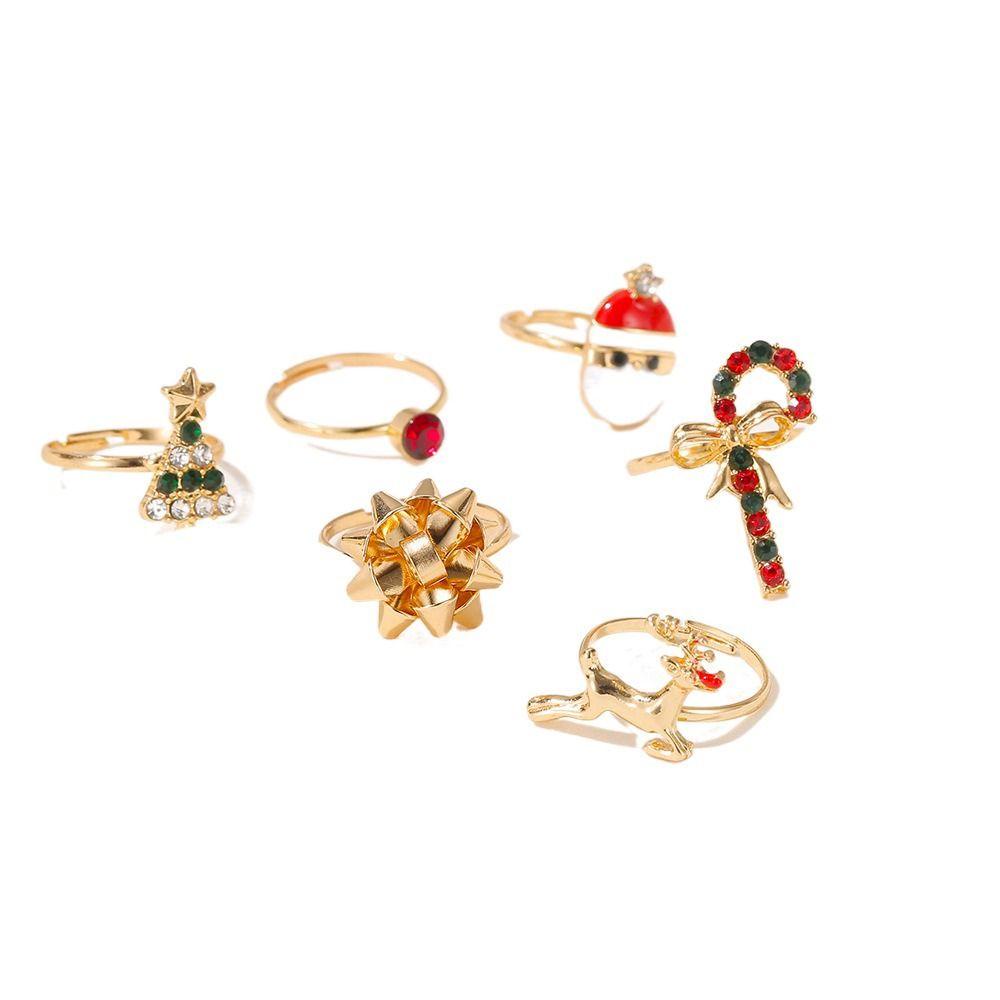 Set 6 Nhẫn Hình Ông Già Noel Dễ Thương Trang Trí Cây Thông Giáng Sinh Hoạt Hình Dành Cho Bạn Nữ