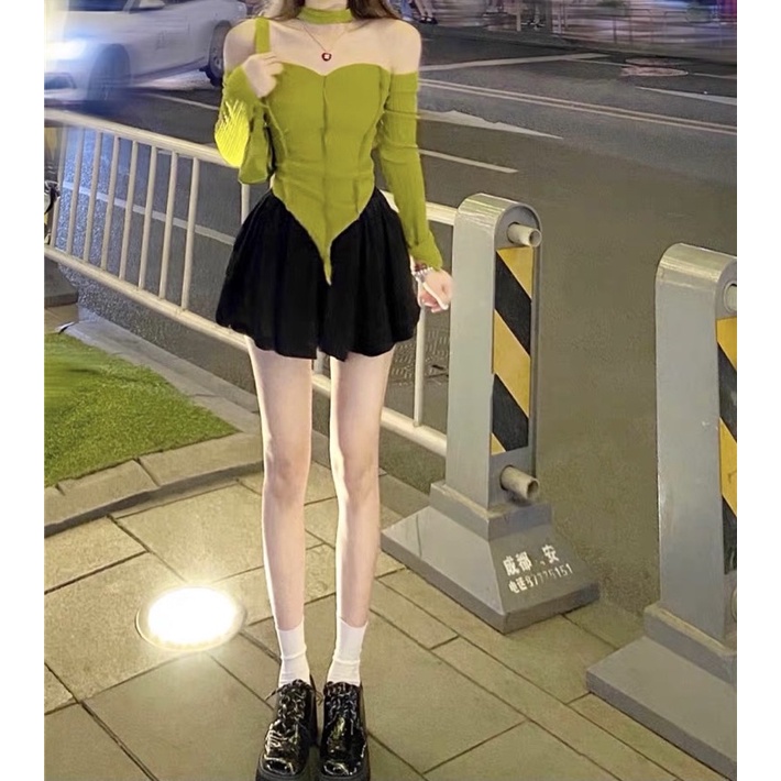 Set áo trễ vai+chân váy Ulzzang