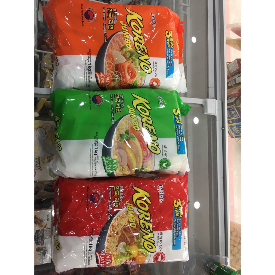 Mì cân Koreno jumbo vị gà, bò cay, kim chi (10 gói*100g) - Date luôn mới | BigBuy360 - bigbuy360.vn