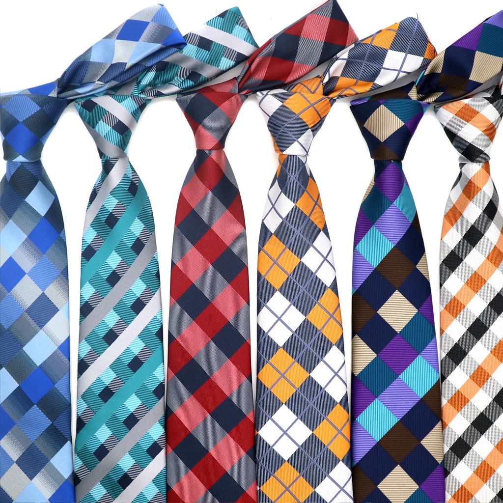 Cà Vạt Lụa 8CM Sọc Ca Rô Thời Trang Công Sở Thanh Lịch Cho Nam