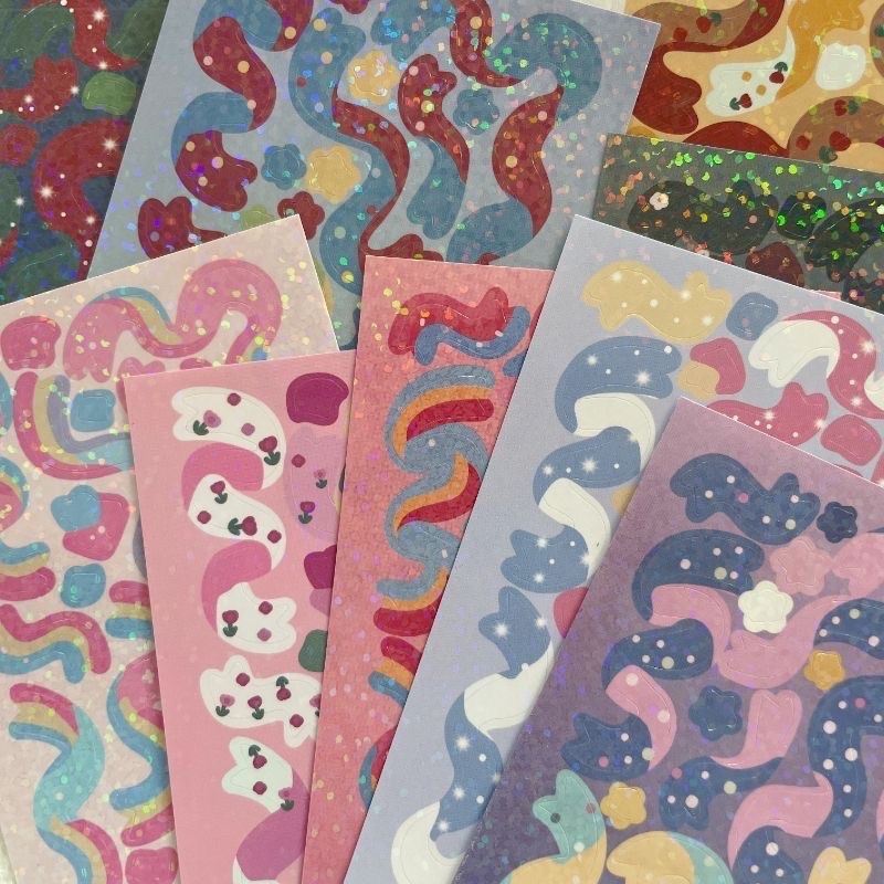 Sticker duy băng trang trí lấp lánh