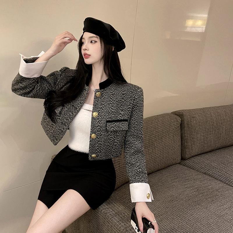 Áo Khoác Cardigan Ngắn Tay Dài Phong Cách Đường Phố Pháp