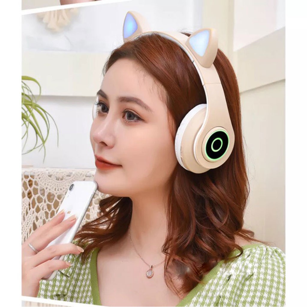 Tai nghe mèo bluetooth B39 - Tai nghe mèo phát sáng có Mic, Âm bass mạnh mẽ, Pin khủng 400mAh, chống ồn CV6 - Audio365