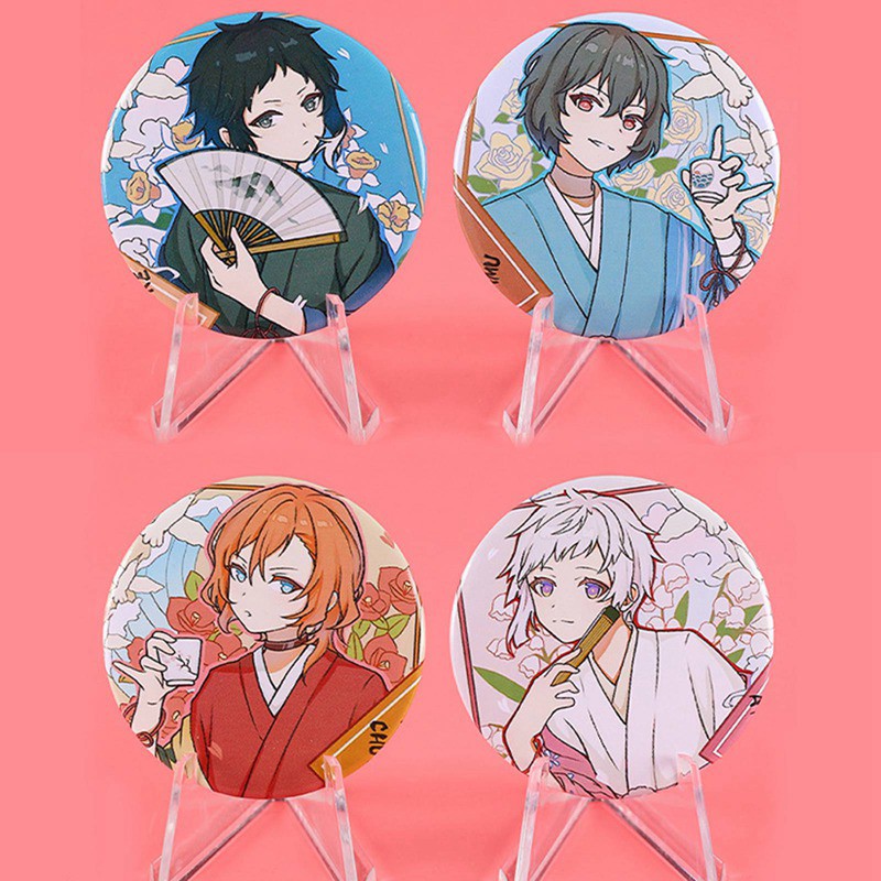 Huy hiệu cài áo in hình Bungou stray dogs Văn hào lưu lạc anime chibi m03