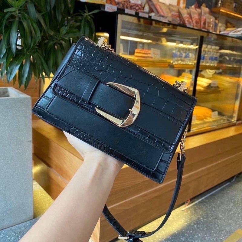 Túi Đeo Chéo Nữ  Túi Đeo Vai Khuy Gài Ngang Da Rắn