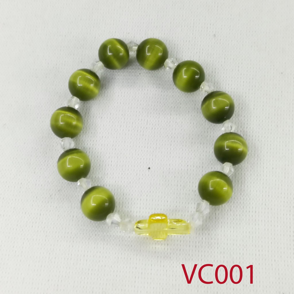 Chuỗi tay mân côi mắt mèo xanh 10li