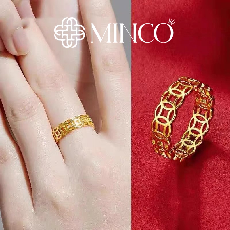 Nhẫn Kim tiền cao cấp Minco Accessories thiết kế đồng xu phong thủy màu vàng dành cho cả nam và nữ NT119