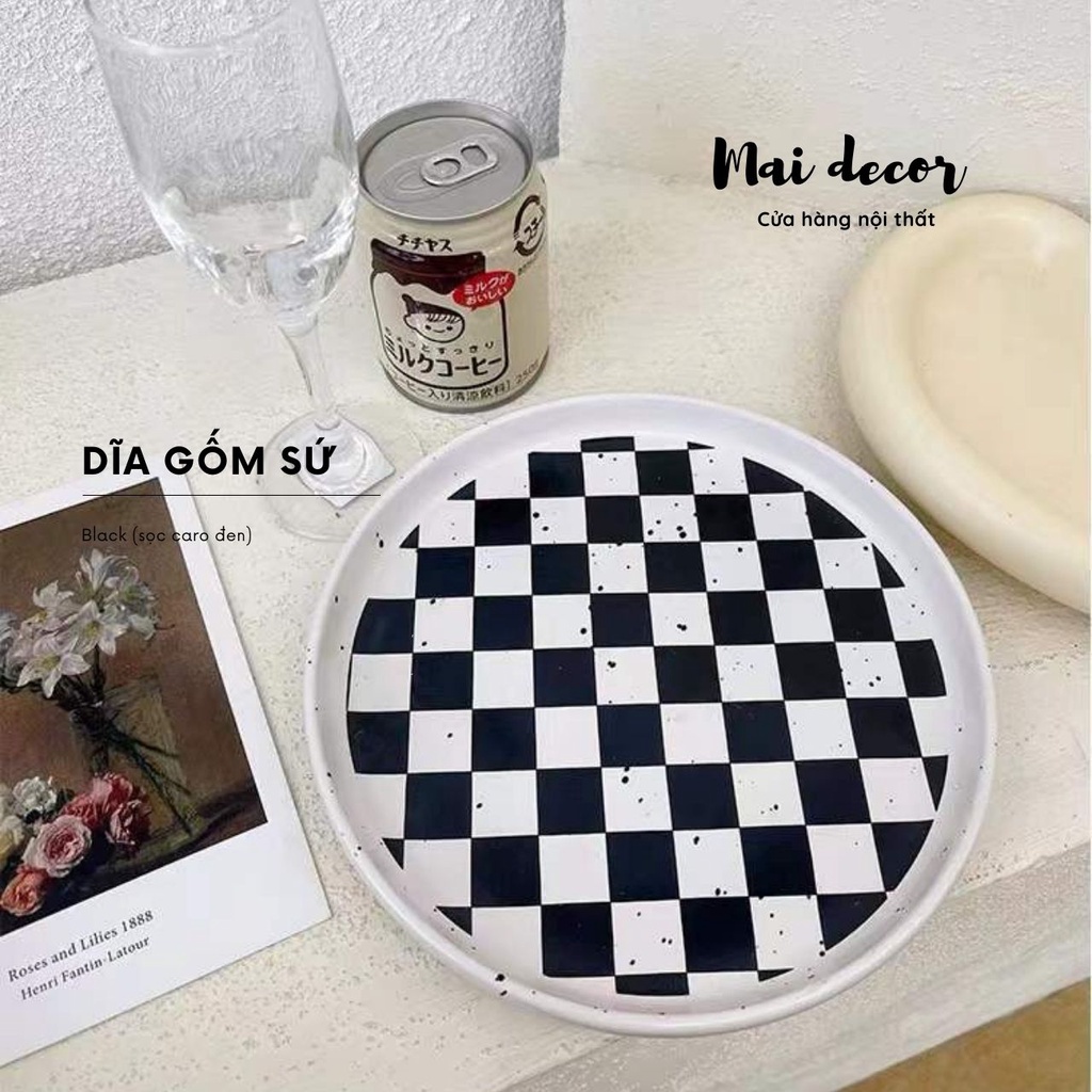 Ly dĩa gốm sứ có quai cao cấp dày dặn, họa tiết trendy phong cách Hàn Quốc  Chất liệu ly được nung từ gốm sứ cao cấp, th