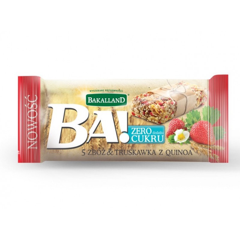 Thanh ngũ cốc ăn sáng giảm cân Bakalland dâu, hạt diêm mạch không đường dinh dưỡng 6 thanh 180g NK Ba Lan - ÂU CHÂU SHOP