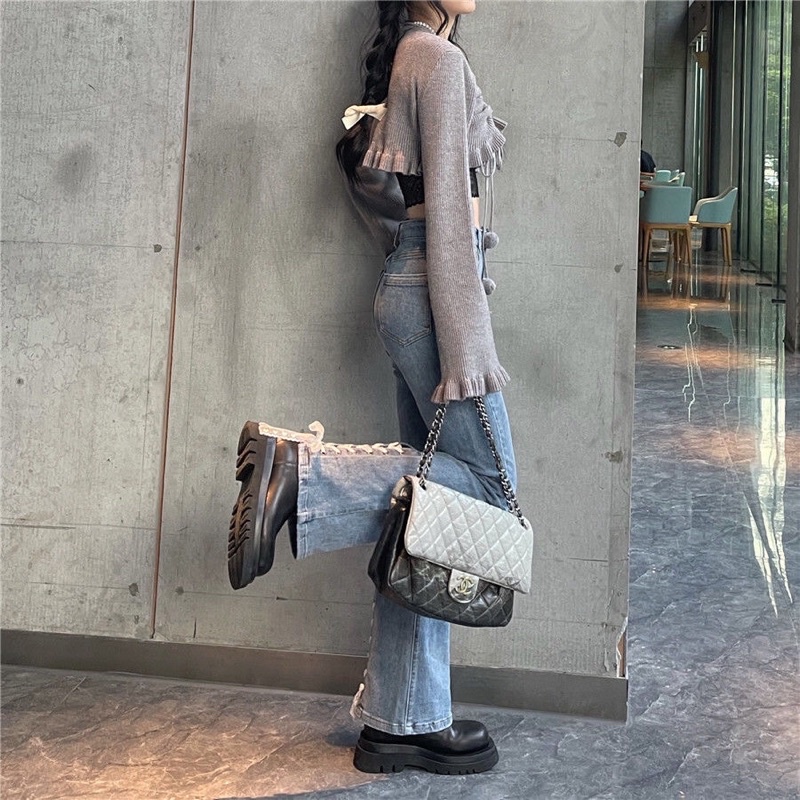 Quần Jeans Ống Loe Thắt Nơ Đơn Giản Nhưng Cá Tính Phong Cách