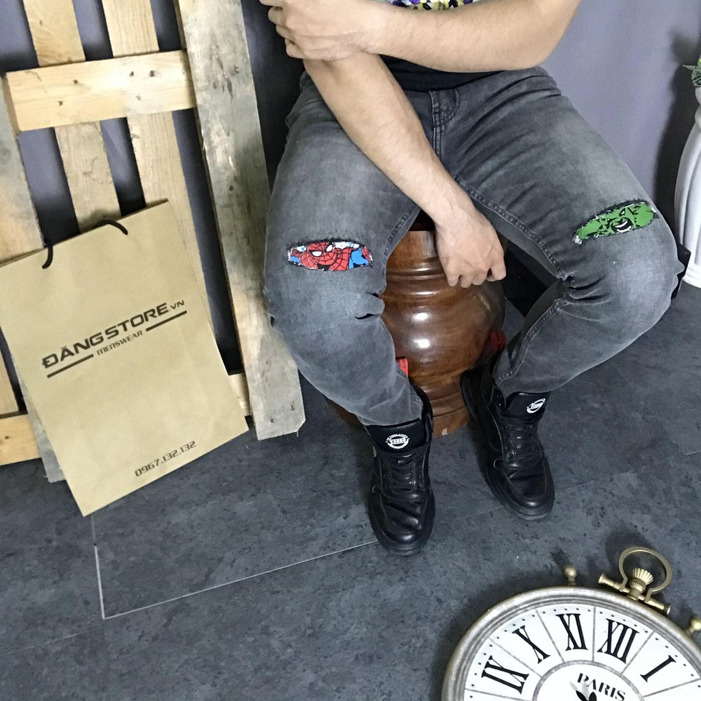 Quần bò Slimfit Gray - Xám cho nam kết hợp logo M.arvel | BigBuy360 - bigbuy360.vn
