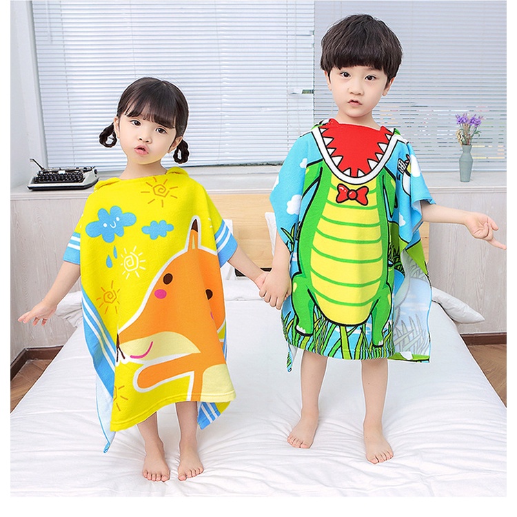 Khăn tắm cho bé, khăn choàng tắm có mũ trùm đầu thấm nước tốt rất phù hợp cho bé đi bơi đi biển