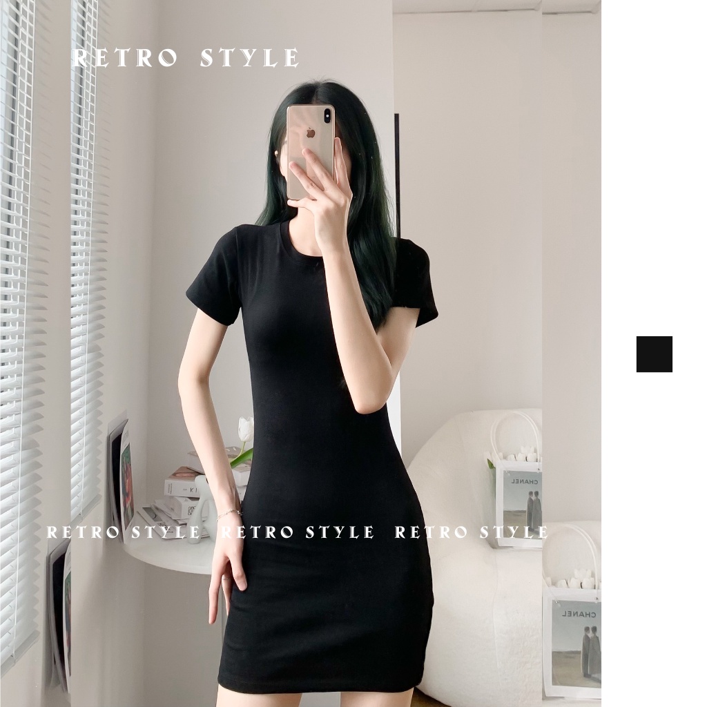 Váy body gân cổ tròn váy ôm basic mẫu mới mã 228/P11K4