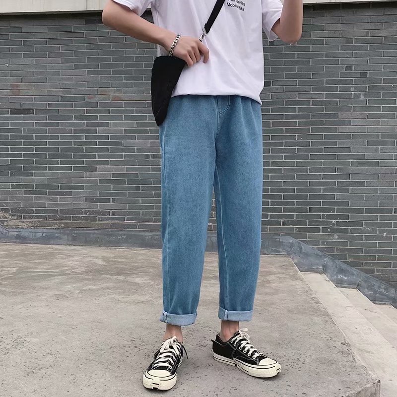 Quần jeans dài lưng cao dáng rộng thiết kế mới cho nam