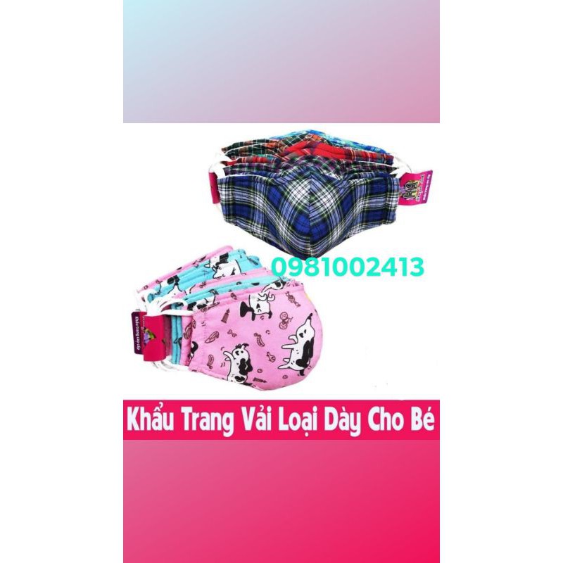 khẩu trang vải 3 lớp kẻ-màu RẺ cho bé