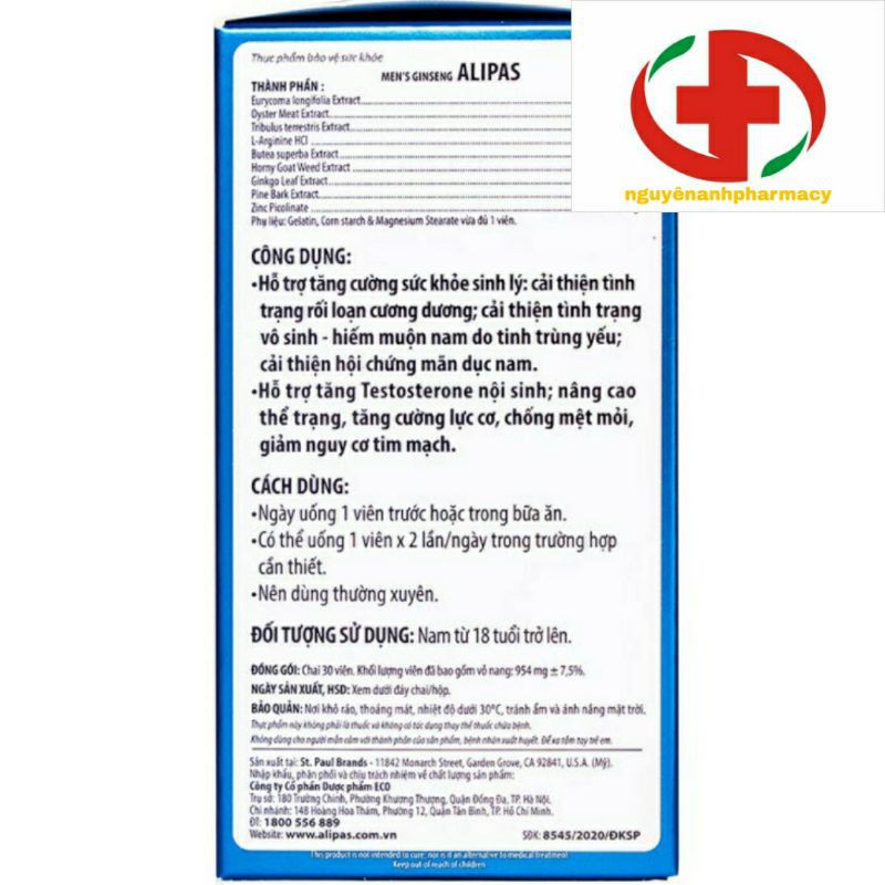 [Chính Hãng] Sâm Alipas platinum - tăng cường sức khỏe sinh lý cho nam giới-Hàng Có Mã Tích Điểm Chính Hãng | BigBuy360 - bigbuy360.vn