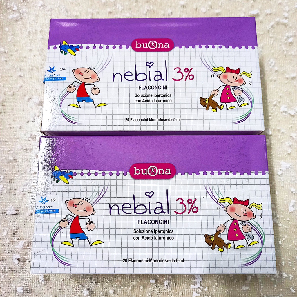 Muối Nebial 3% Flaconcini, Giảm sổ mũi, ngạt mũi an toàn cho trẻ sơ sinh . Ống 5ml