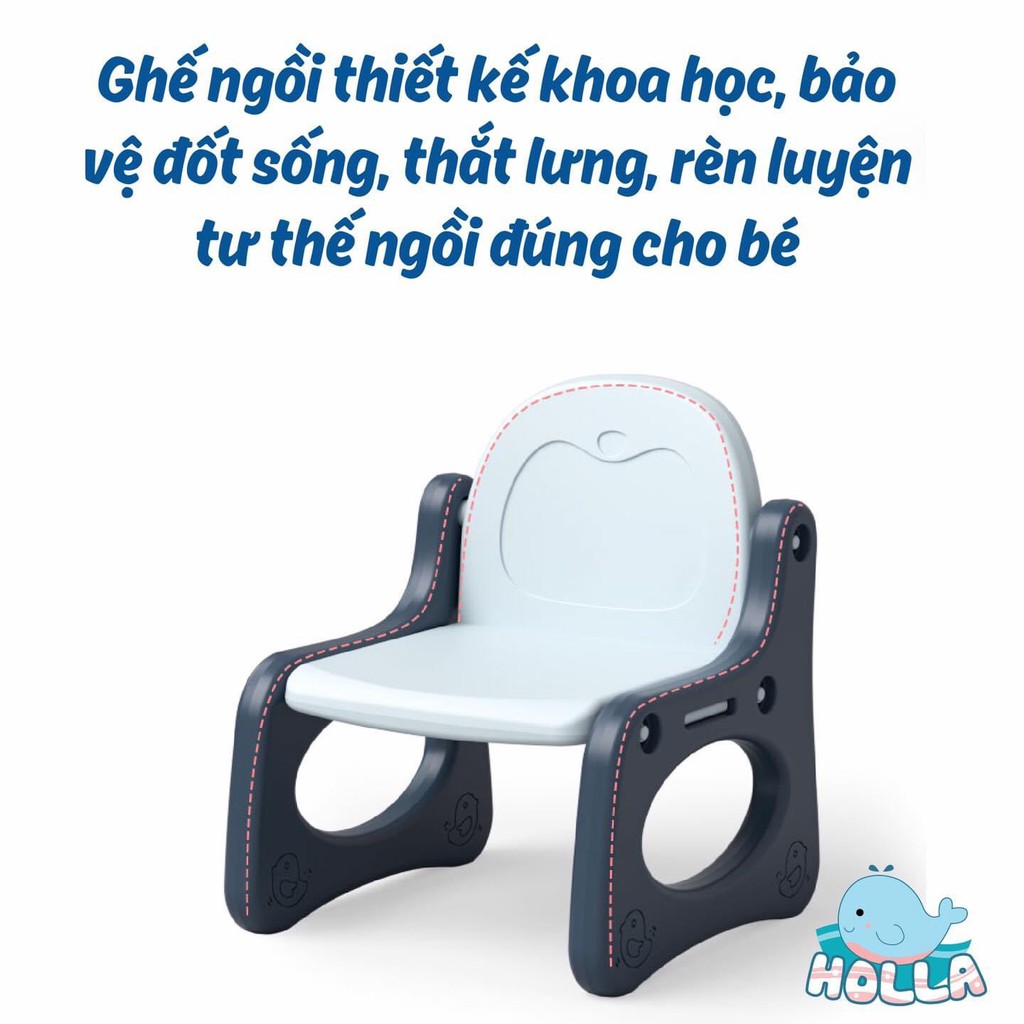 Bảng vẽ cho bé gấp gọn kèm ghế ngồi CAYABE hình chim cánh cụt màu xám trắng (tặng nam châm), bảng vẽ trẻ em có từ tính