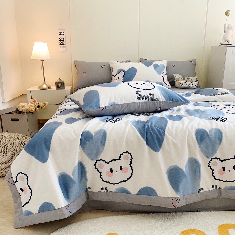 Chăn hè cotton Hàn Quốc, chăn cotton kích thước 2mx2m3 thoáng mát, mềm mịn hàng nhập cao cấp hàng uy tín