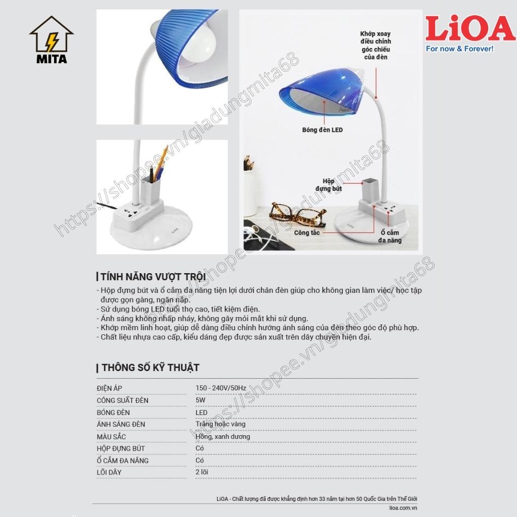 Đèn bàn học khớp mềm chống cận LiOA 01B/BL(PK) - MITA