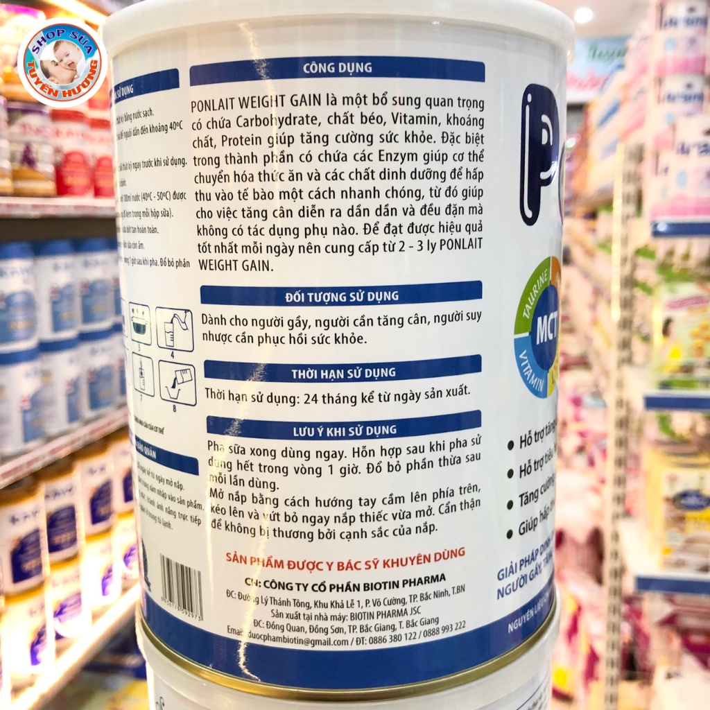 Sữa tăng cân Ponlait Weight Gain hộp 900G - Sữa mát tăng cân dành cho người gầy