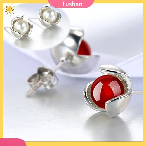 Bông tai mạ bạc 925 hình bông hoa đính đá độc đáo