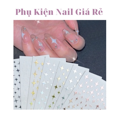 Sticker 3d lấp lánh dạ quang dán móng tay nail