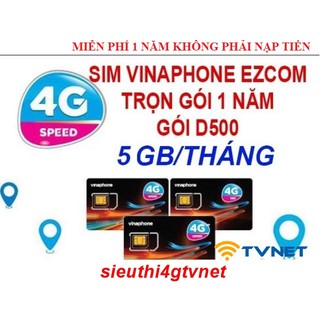 Sim 4G Vinaphone D500 miễn phí 1 năm không nạp tiền