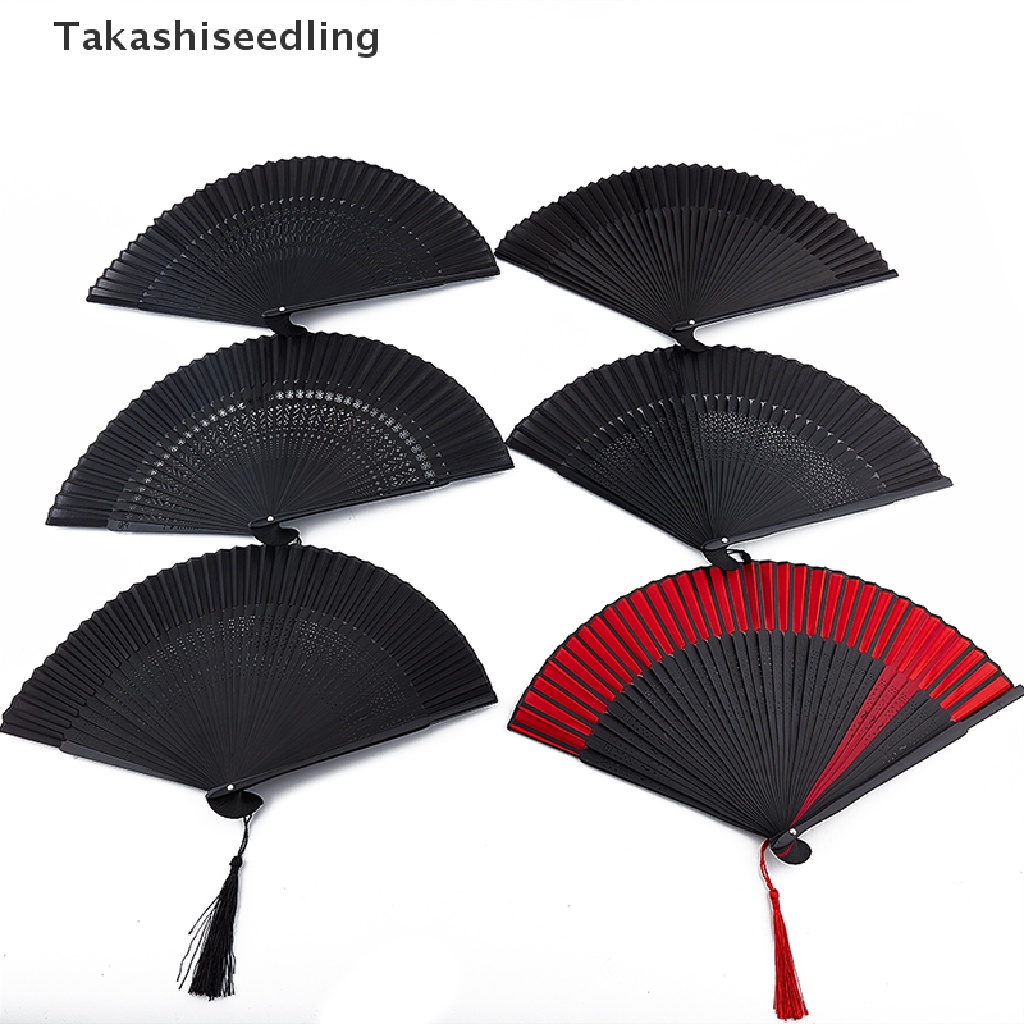 Quạt Xếp Cầm Tay Màu Đỏ / Đen Kiểu Trung Hoa Cổ Điển Sáng Tạo
