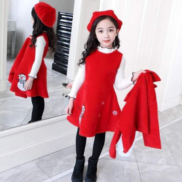 Set ÁO VÁY DẠ KÈM MŨ