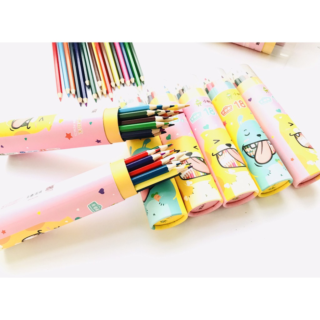 Bút chì màu hộp 12 màu/18 màu, bút màu cho bé cực kỳ dễ thương,bộ dụng cụ học tập không thể thiếu cho bé