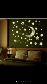 Decal dán tường - Trăng Sao dạ quang