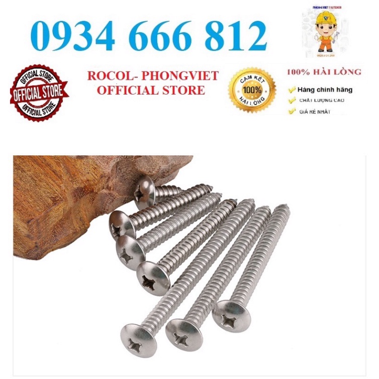 Vít gỗ đầu dù M5 inox201 M5x16, M5x20, M5x30