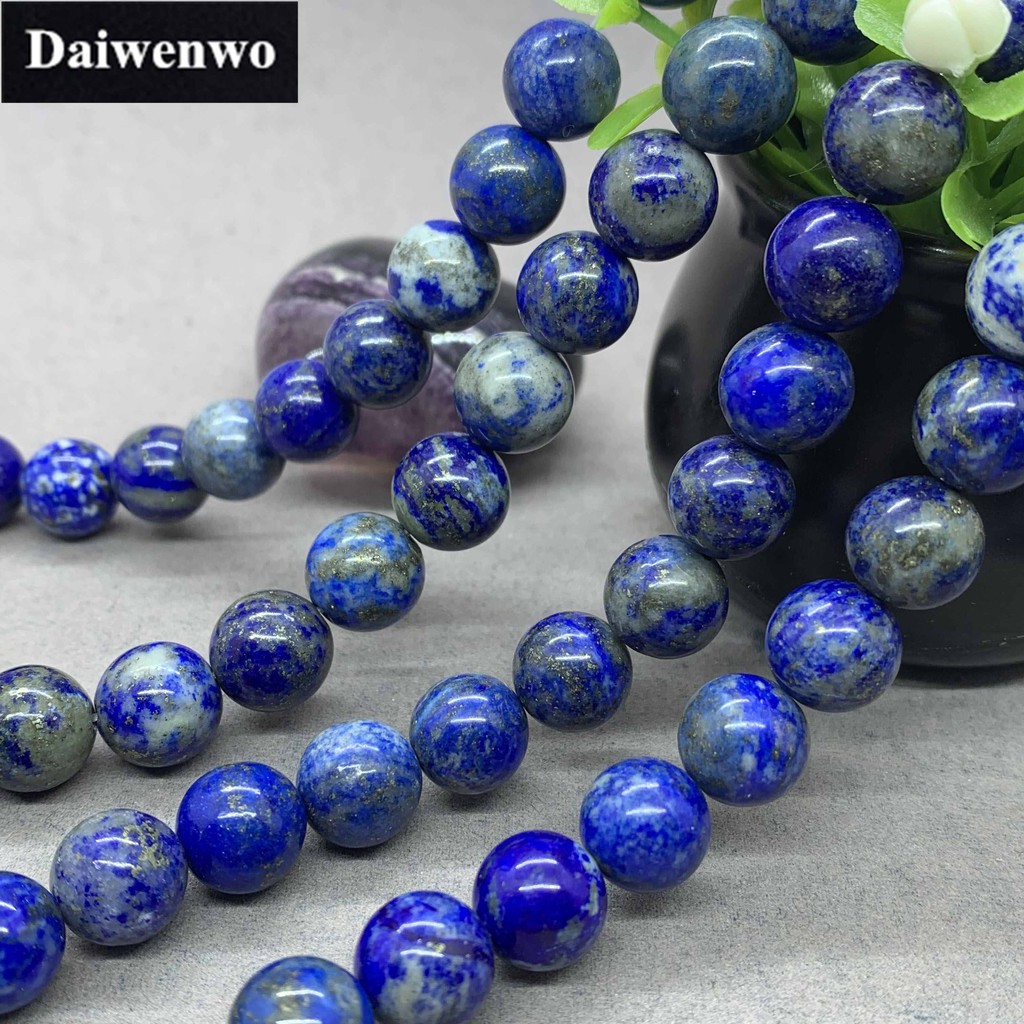 Phụ kiện chuỗi hạt đá lapis lazuli tròn tự nhiên 4-18mm dành cho làm trang sức DIY