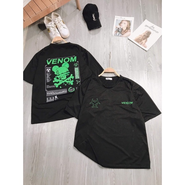 Áo thun tay lỡ xương chéo in xanh TC12