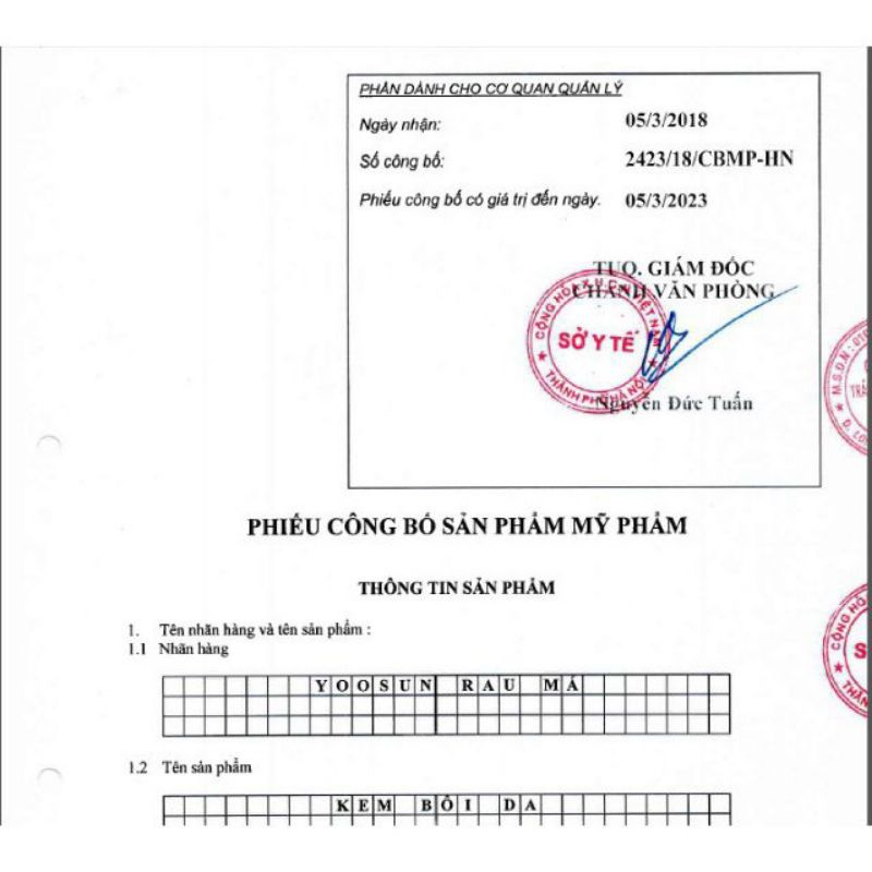Kem bôi YOOSUN RAU MÁ