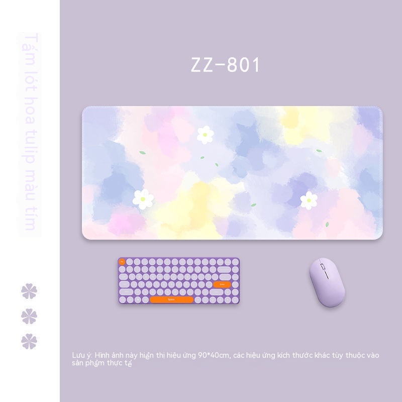 Thảm Lót Chuột Máy Tính Mềm Mại Hình Hoa Tulip Màu Tím Cỡ Lớn
