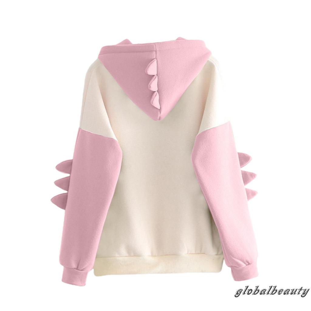 Áo hoodie tay dài in hình khủng long thời trang cho nữ