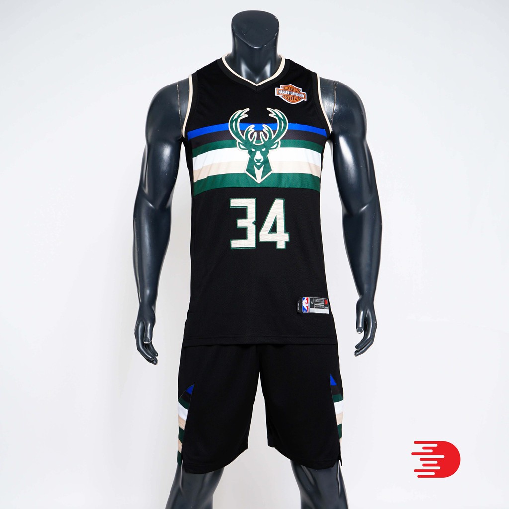 Trang Phục bóng rổ ACTEE NBA Delo Jersey Milwaukee Bucks  - Đen