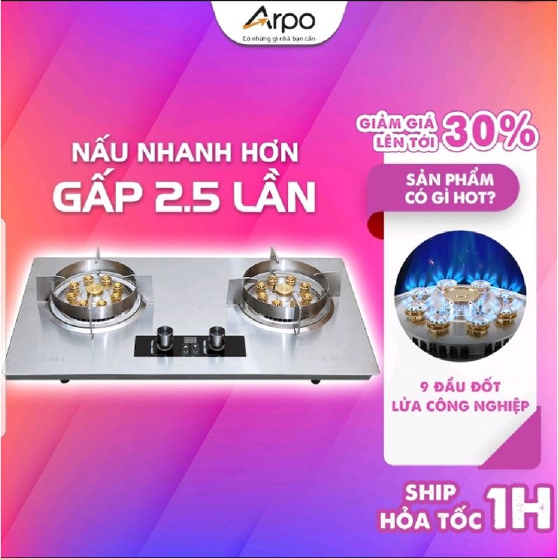 Bếp gas âm inox cao cấp 9 đầu đốt công xuất cao hẹn giờ tắt bếp( GZ 499)