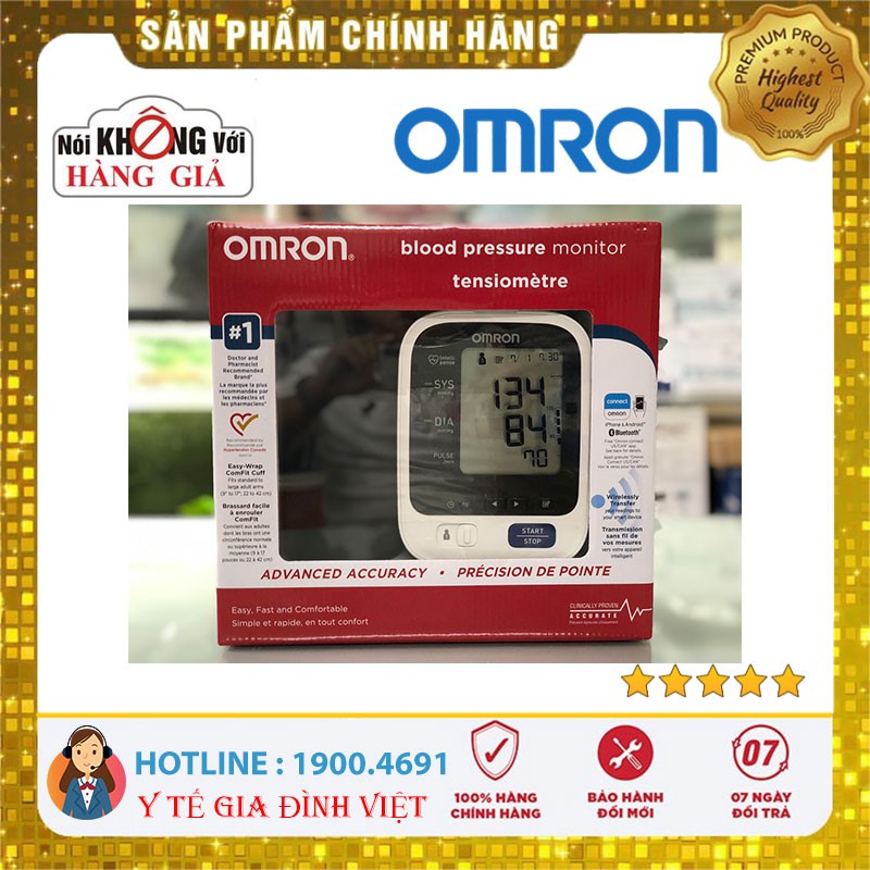 Máy đo huyết áp tự động - Kết nối điện thoại - Máy đo huyết áp bắp tay Omron THẾ HỆ THỨ 7 - Bảo hành 5 năm