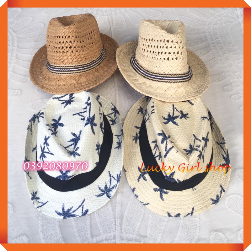Nón Phớt Cói, Mũ Cói Panama Trẻ Em Nhiều Mẫu Xinh Xắn Thời Trang, Chu Vi 54cm - Hàng Quảng Châu - Lucky Girl shop