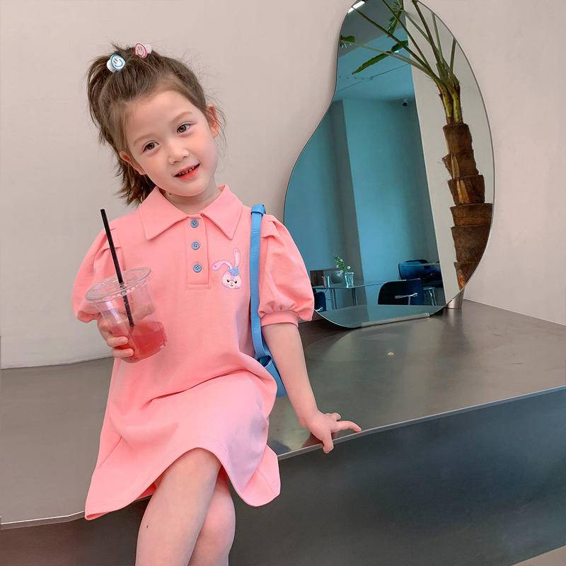 Đầm polo bằng cotton thời trang mùa hè Hàn ngoại ngọt ngào thoáng khí hút mồ hôi cho bé gái