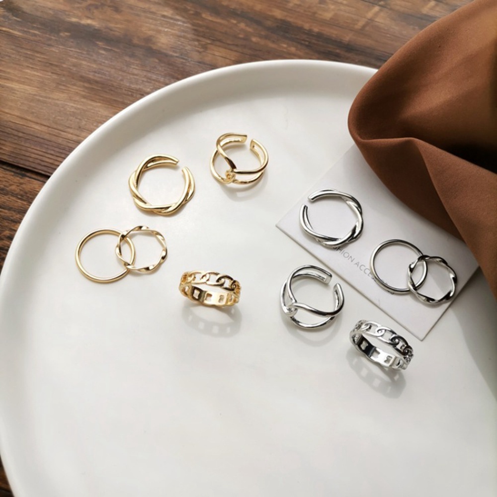Set 5 Nhẫn Đeo Ngón Tay Kiểu Dáng Đơn Giản Có Thể Điều Chỉnh Nhiều Màu Sắc