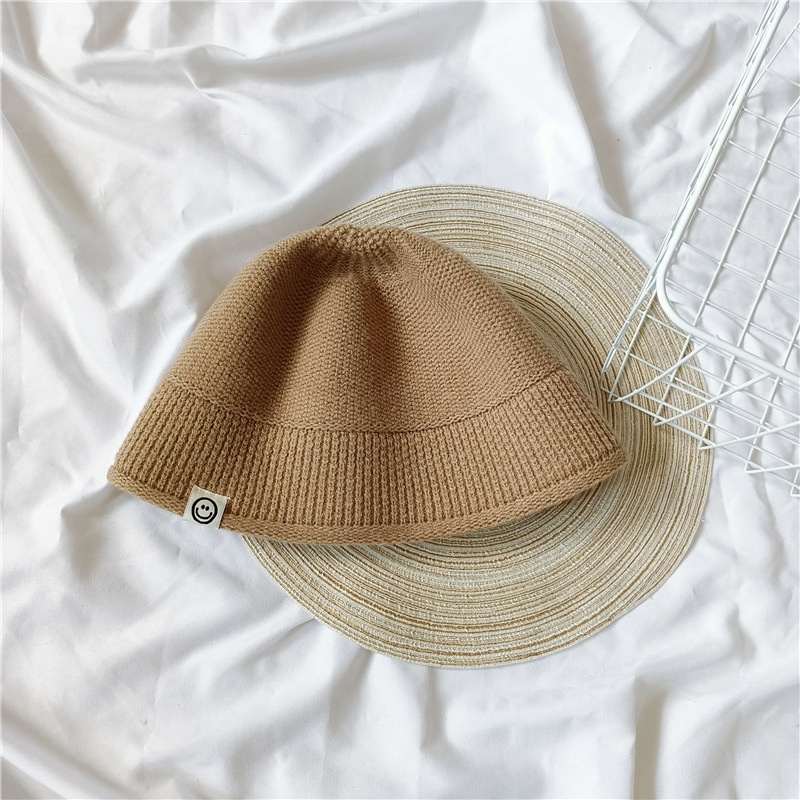 Mũ bucket Dệt Kim Họa Tiết Mặt Cười Đơn Sắc Cá Tính Thời Trang Cho Bé Trai Và Bé Gái