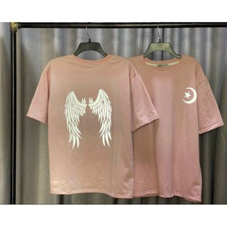 Áo thun form rộng phát sáng đôi cánh nam nữ mặc , áo thun unisex tay lỡ phản quang , áo đ cặp đôi