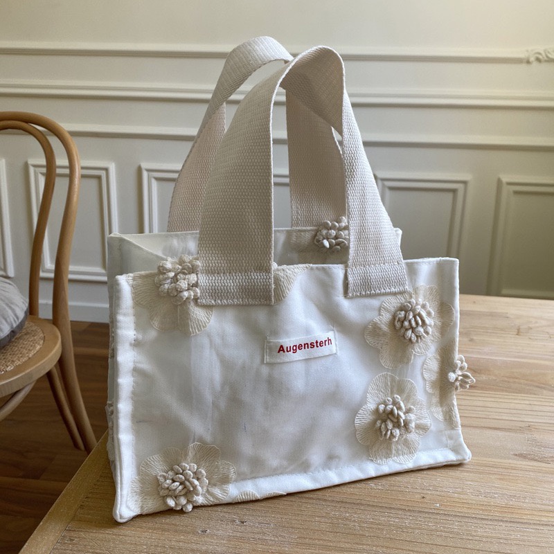 Bentoy Milkjoy Bé Gái Hàn Quốc Túi Xách Túi Ăn Trưa Thêu Hoa hangbag Canvase