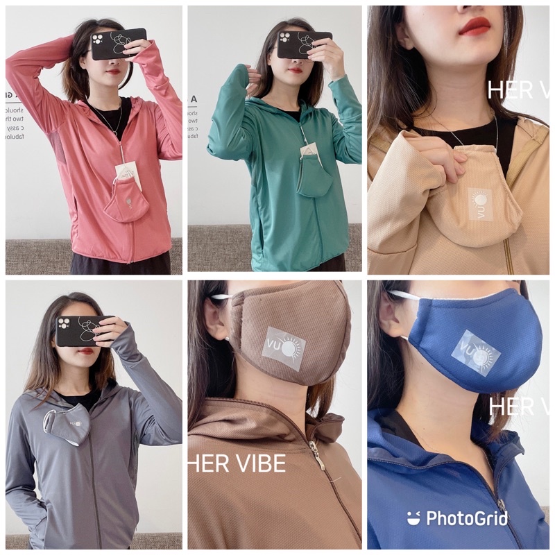 Áo chống nắng nữ kèm khẩu trang chống tia UV siêu thoáng mát cho nàng mặc hè Her Vibe