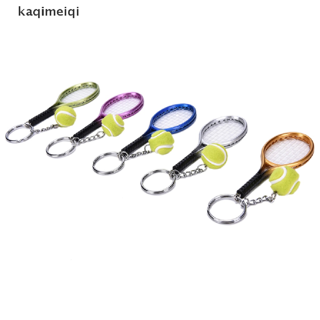[KAQ] Fashion Metal Creative 3D Tennis Rackets Ball Key Chain Key Ring Gift Keychains GJL
