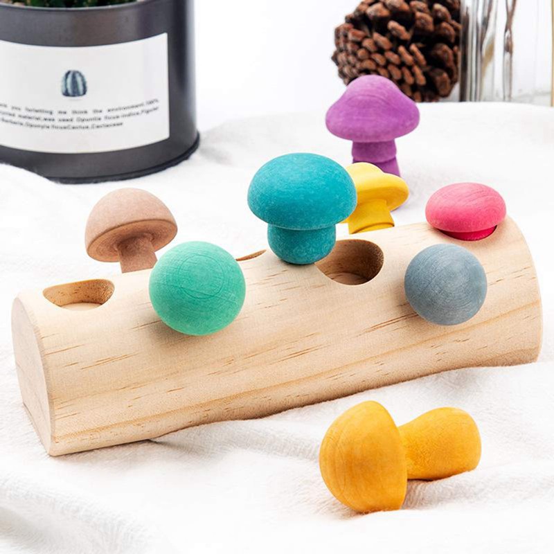 Đồ Chơi Giáo Dục Bằng Gỗ Hình Cây Nấm Nhiều Màu Sắc